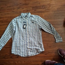New Chaps Men’s Meadow Blue Button Down Dress Shirt Size large 