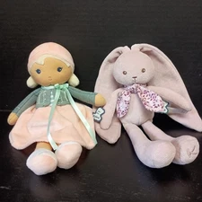 Kaloo Tendresse Doll Chloe Soft Plush & Lapinoo Bunny Rabbit 10" Lot Of 2 