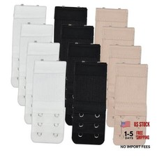 6 PCS Women's Bra Extenders - Adjustable Elastic Strap 3 Hooks-12 Multicolor
