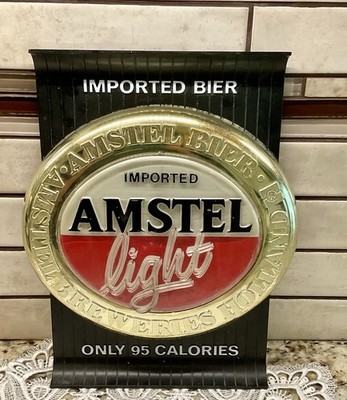 ''AMSTEL LIGHT'' Imported Plastic Beer Bier Sign Man Cave Bar Garage Decor