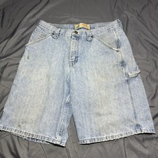 VTG Y2K Lee Dungarees Jean Shorts Mens 33 Carpenter Baggy Skate Denim Jorts Y2K