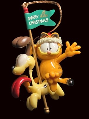 vntg Garfield & Odie Christmas Decoration ''Merry-Go-Round''