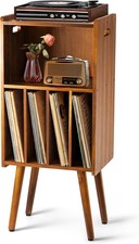 Wooden LP Record Player Stand, 3-Tier Turntable Stand Cabinet Holds up to 100 Al