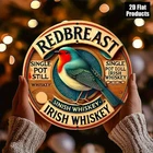 2D Flat - 1pc Vintage Redbreast Irish Whiskey Tin Metal Signs - 8x8 Inch Aluminu