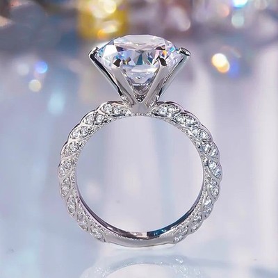 2.20 TCW Round Cut Moissanite Classic Unique Proposal Ring 14k White Gold Plated