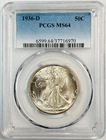 1936 D Walking Liberty Half Dollar PCGS MS-64