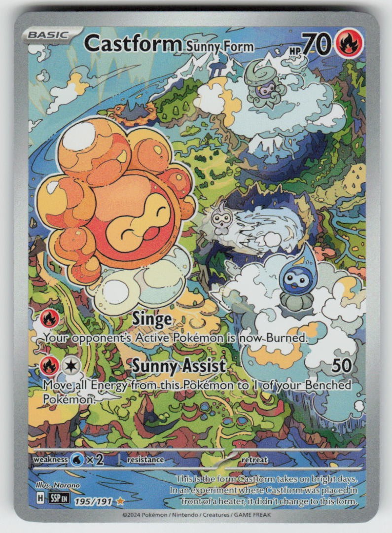 Castform Sunny Form 195/191 Illustration Rare Surging Sparks Pokemon Holo NM