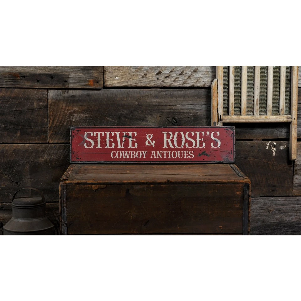 Custom Cowboy Antique Store Sign - Rustic Hand Made Distressed Wooden - Image 2 of 3
