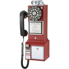 1950's Payphone with Push Button Technology, Red