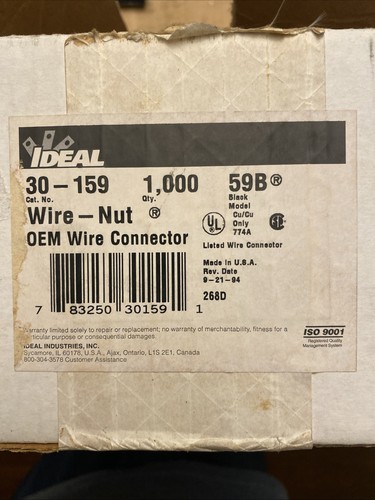 Ideal 30-159 Hochtemperatur Drahtmutter Drahtverbinder 100 Stück - Bild 2 von 3
