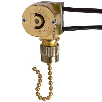 Zing Ear ZE-109M Pull Chain Switch for Ceiling Fan Light Lamp, Brass Chain, 1 Pa