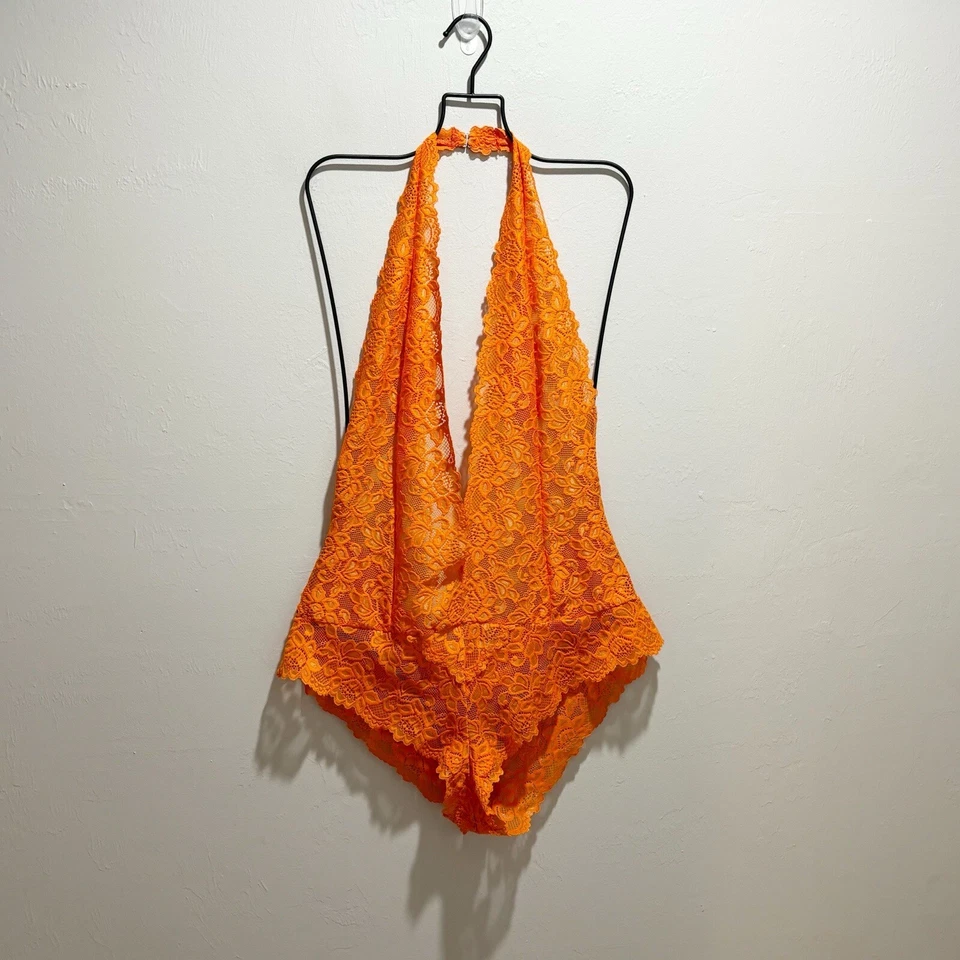 FREDERICKS OF HOLLYWOOD Mujer’s Plus Naranja JESSICA Encaje Peluche Profundo Talla 2X Foto 2 de 4