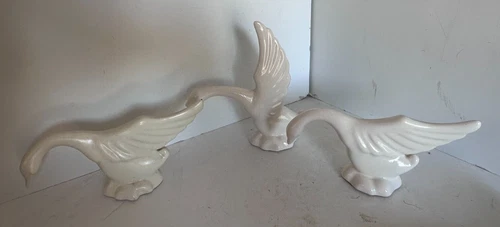 Large Collection Haeger Pottery White Swan Bird Figure Lot
