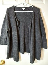 J. JILL Pure Jill Women's Open Front Gray Knit Cotton Cardigan Size L