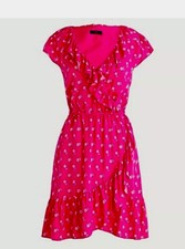 J. Crew Womens Dark Pink V-neck Ruffle Floral Print Dress 4 NWT