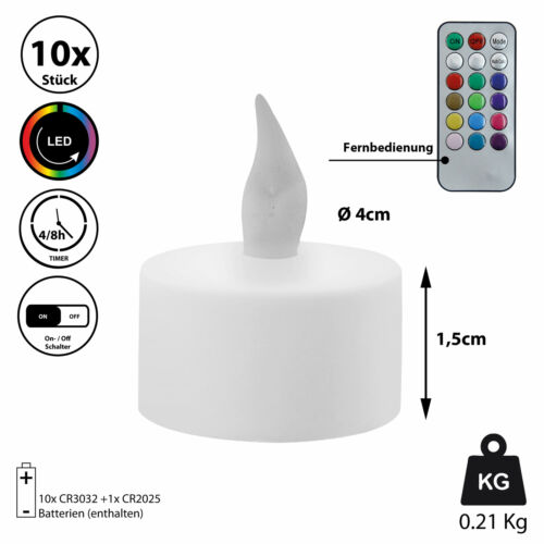6/10x LED luz de té temporizador cambio de color luz parpadeante vela sin llama batería - Imagen 3 de 13