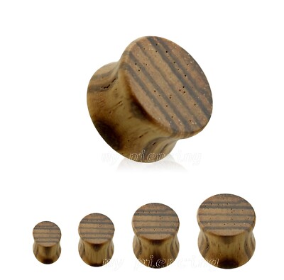 PAIR Organic Checker Patterned Blonde Crocodile Wood Double Flared Ear Plugs