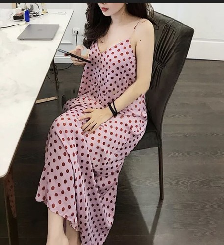 Zara NWT Satin Polka Dot Slip Midi 