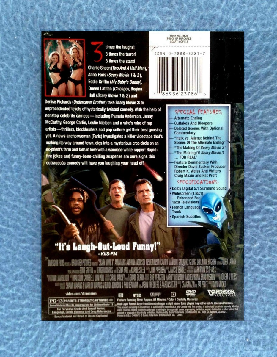 DVD SCARY MOVIE THREE HILARIOUS AND OUTRAGEOUS MOVIE SPECIAL