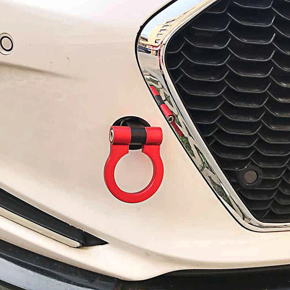 Gancho de remolque rojo universal barra delantera automática gancho de tracción modificado accesorios para automóvil Foto 3 de 4