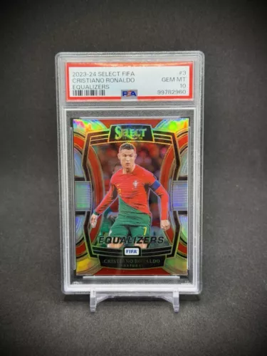 Cristiano Ronaldo 2023 Panini Select FIFA Equalizer Silver Prizm SP PSA 10