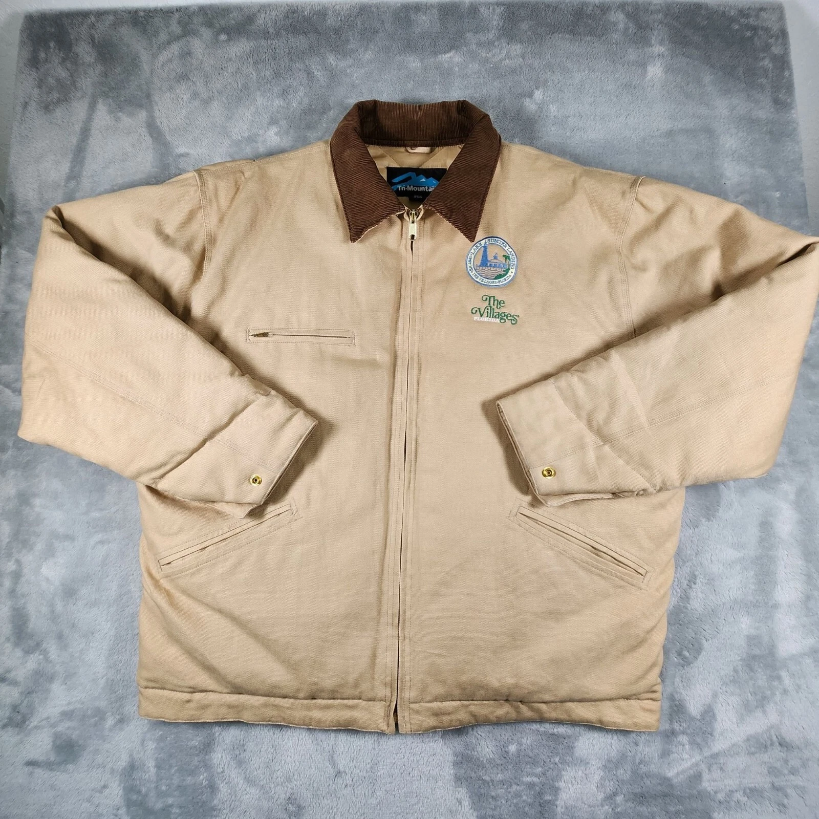 Tri Mountain Insulated Canvas Jacket 2XL Corduroy Collar Rugged Thick Chore Farm