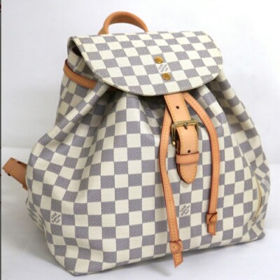 Louis Vuitton Damier Azur Sperone White Backpack Rucksack Canvas Bag LV  N41578 A