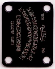 GUITAR NECK PLATE - Engraved Etched - OUIJA BOARD - BLACK