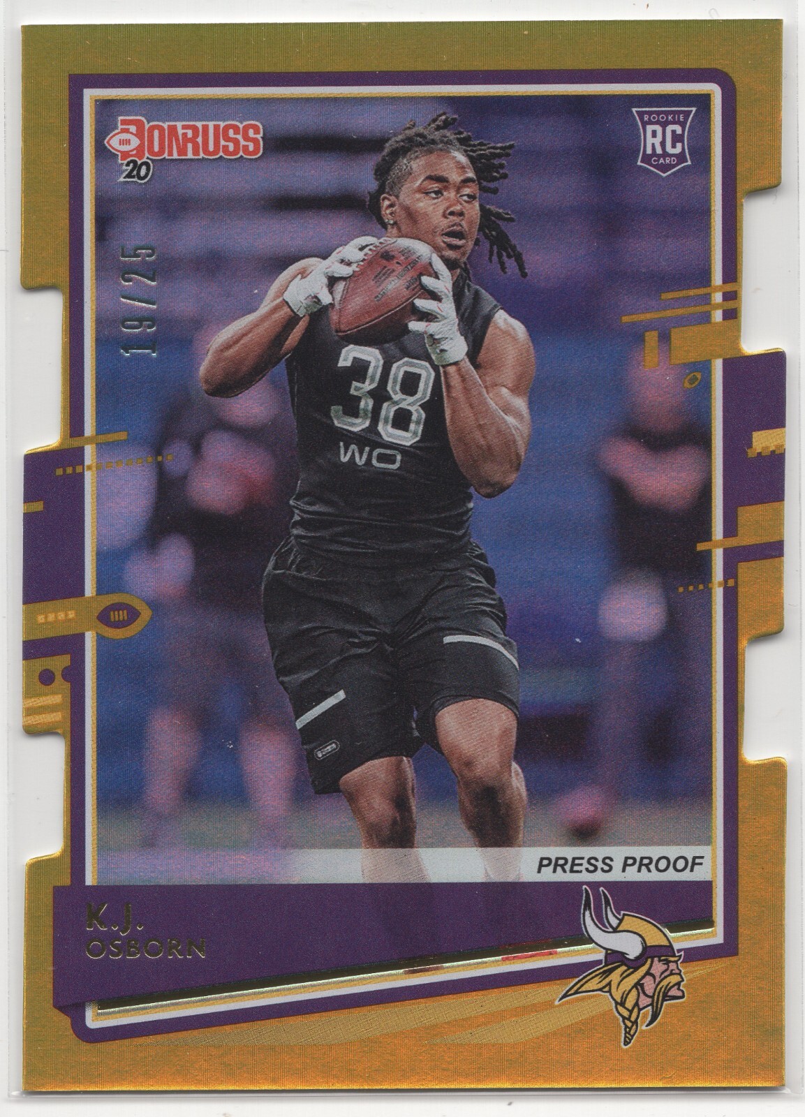 KJ Osborn Panini Donruss #252 Gold Press Proof Die-Cut