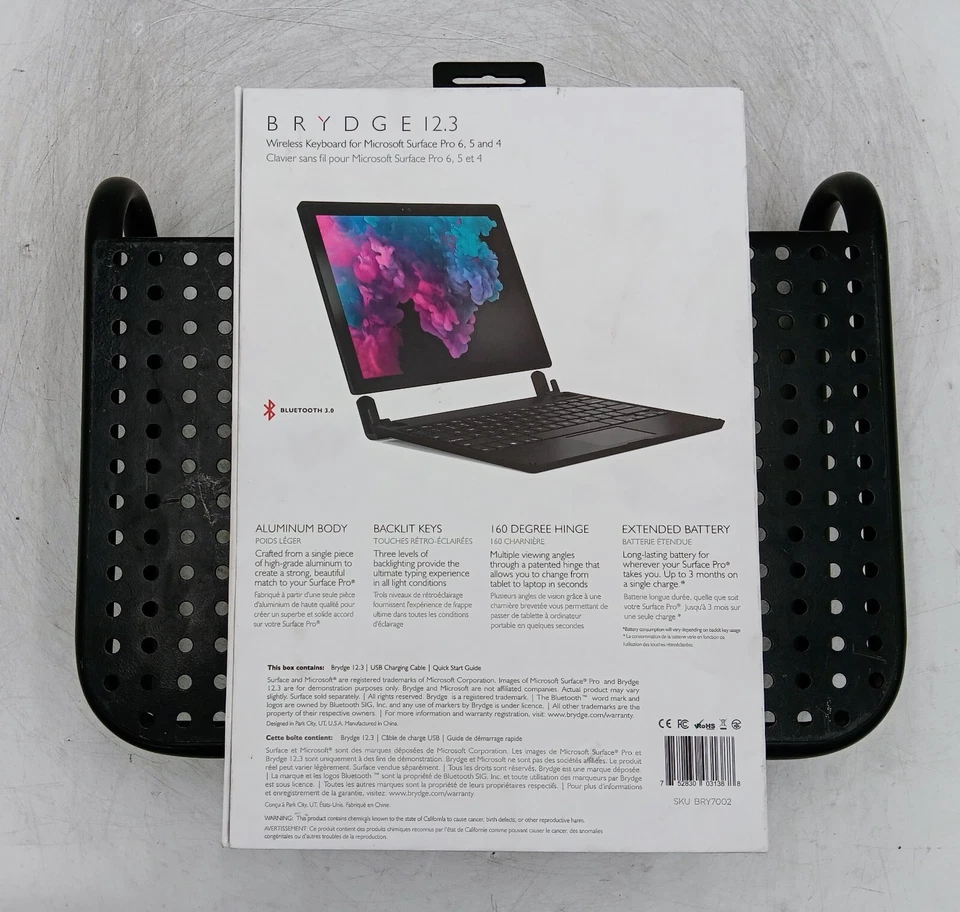 Brydge 12.3 BRY7002 Wireless Bluetooth Keyboard for Surface Pro 4 5 or 6 Black - Image 2 of 4