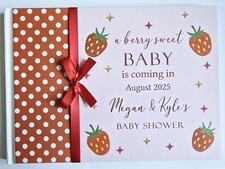 Strawberry baby shower guest book, Girl Berry baby shower guest book, gift
