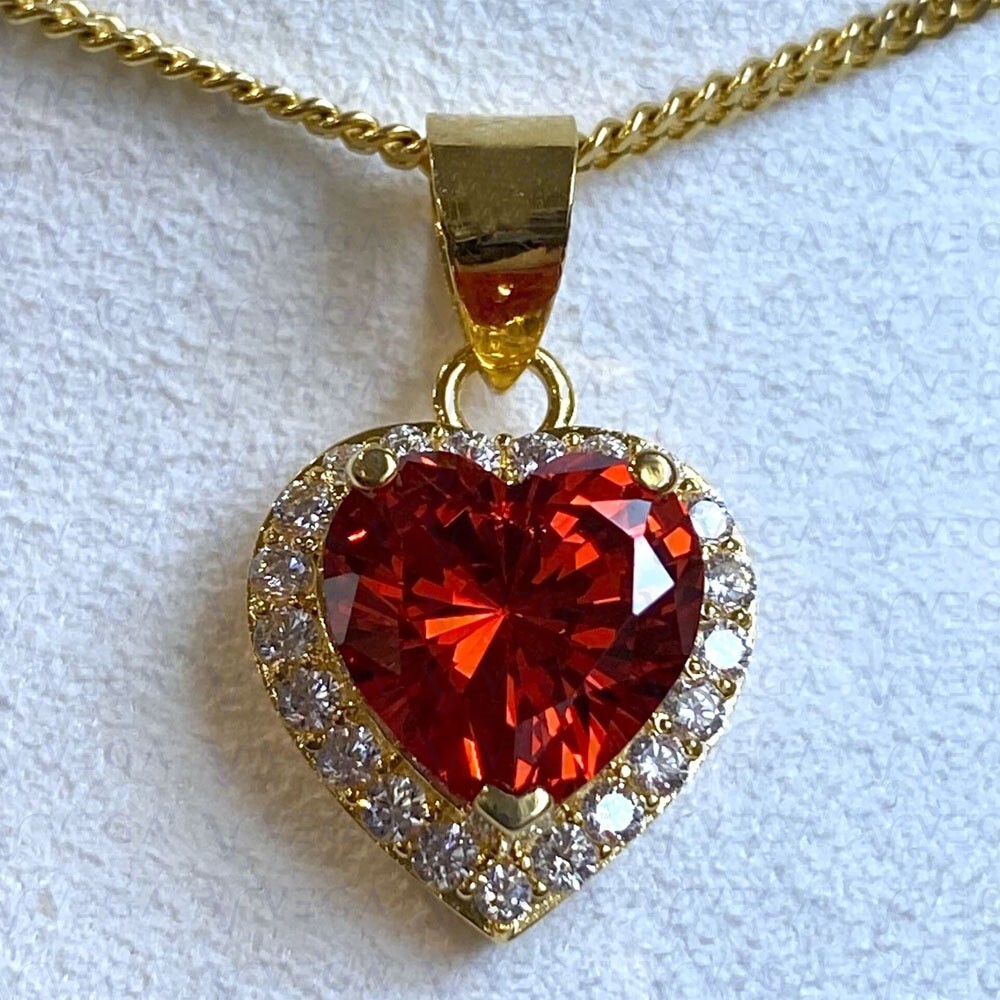 Heart Cut Natural Garnet Diamond Solid 14K Yellow Gold