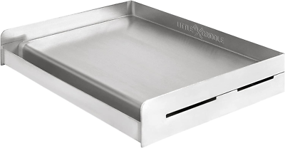 Parrilla plana, plancha de acero inoxidable con estufa de doble propano de 32 x 17