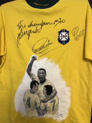Brasile Repro Maglia Ritratto Pele, Jairzinho, Alberto Dipinto a Mano E Firmato - Foto 2 di 7