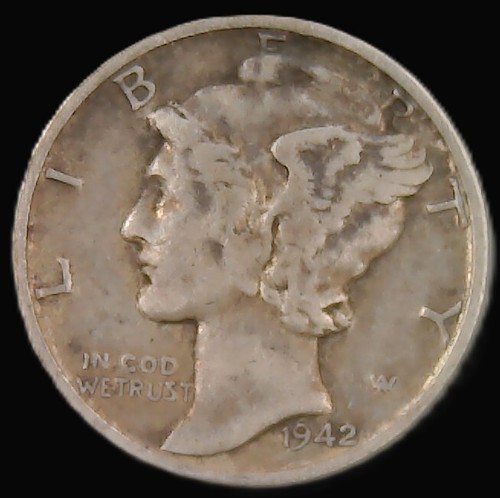 1942 D Mercury Dime - 90% Silver - US Circulated Coin - 0.072 oz ASW