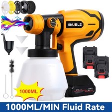 2x Battery 21V Cordless Paint Sprayer Electric Spray Gun Coating Airbrush 1000ML
