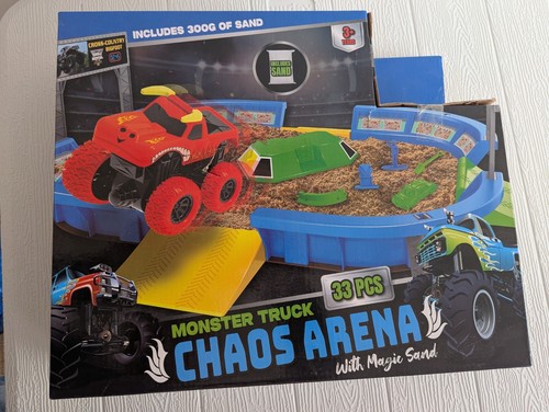 33Pcs Monster Truck Chaos Arena Playset Toys With Magic Sand For Boys & Girls