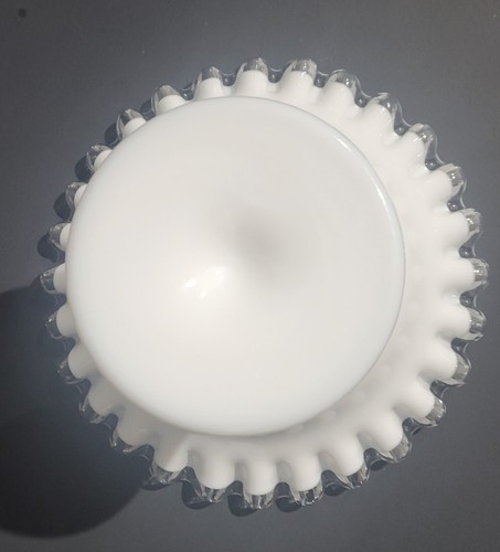 Vintage Fenton Silver Crest Milk Glass Pedestal Footed Candy Dish 4" - Picture 3 of 7