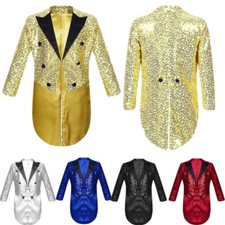 DE Anzug Jungen Pailletten Smoking Jacke Glänzende Frack Jacke Hochzeit Mäntel