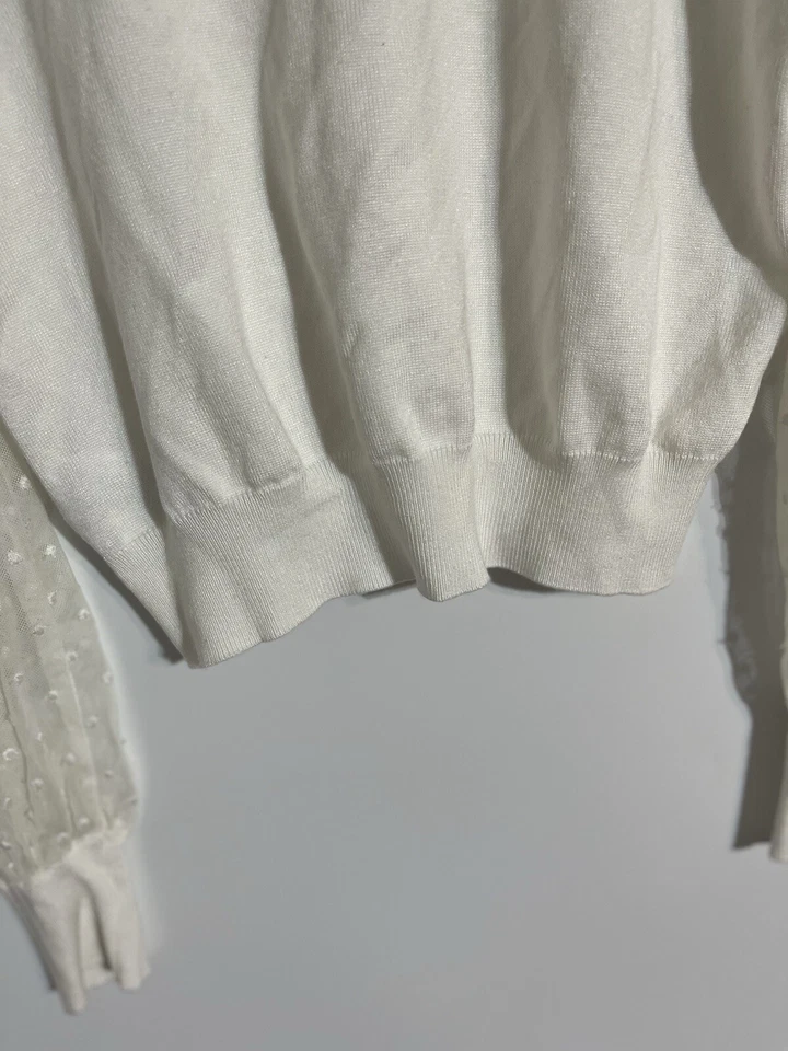 Forever 21 90s Y2K Top Small Mesh Embroidered Polka Dots Dainty Coquette Office - Image 4 of 4