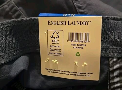 English Laundry Men's 5 Pocket Straight Fit Pant 36x34 Blue - New With Tags - Picture 3 of 6