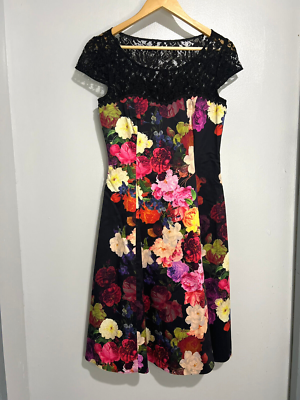 Phase Eight Black Floral Lace Occasion Dress Size 10 | eBay