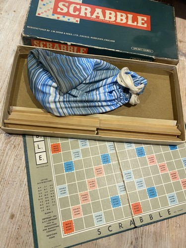 Scrabble Board Game, Vintage 1955 Edition, Spear’s Games Party Game Wood Stands - Picture 2 of 4
