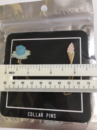 Ice Cream & Ice Cube Collar Pins Lapel Enamel Summer Sweater Pins Macy's New - 第 5/5 張圖片