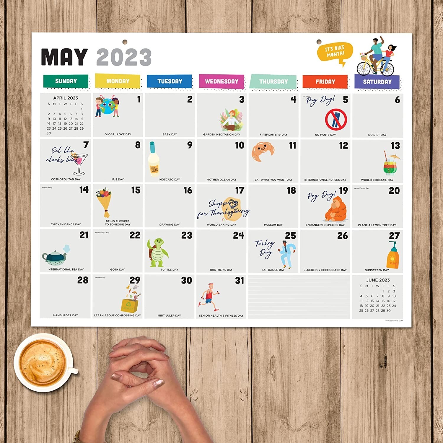 TF PUBLISHING Every Day's A Holiday Desktop Calendar 2023 | Desk Pad  Blotter | eBay