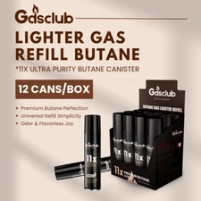 11X Refined Butane Lighter Gas Fuel Refill Gasclub 300ML 10.14 oZ 12/24 Can