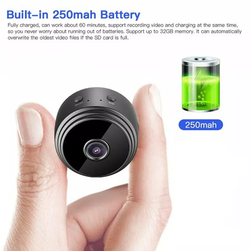 Mini Camera Spy Camera Hidden Camera Wifi Hd Home Security Indoor Video  Recorder(no Card)