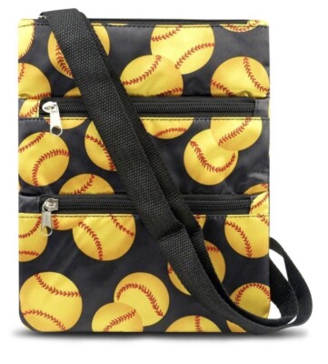 NGIL Softball Canvas Water Resistant Adjustable Crossbody Hipster Bag Purse NEW