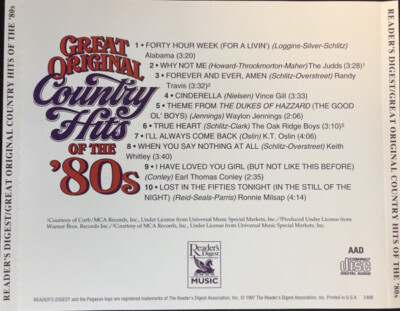 Great Original Country Hits Of The '80s - Reader's Digest / CD | eBay