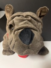 Dan Dee English bulldog brown puppy dog with red heart collar 12 plush